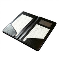 Porte-menu en cuir PU personnalisé avec logo, double pochette, pour restaurant, café, bar, porte-contrôle de comptes