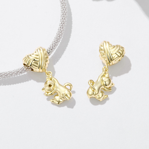 Gold Plated Cat Charm With <b>Heart</b> <b>Top</b> Cute Animal Pendant Unisex Jewelry Gift - Product Image 3