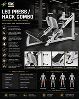 Machine combinée Hack Squat et Leg Press à charge libre SK – Équipement de musculation professionnel pour salle de sport