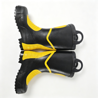 Nouvelle Arrivée Bottes de pompier noires et jaunes à tige haute en caoutchouc avec embout en acier et languette de traction, protection contre les produits chimiques dangereux
