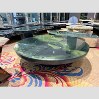 Ensemble de tables basses rondes en pierre de luxe vert avocat - Pierre de luxe en marbre luxueux - Salon moderne minimaliste