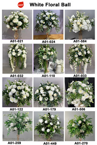 LEDA Centre de table de mariage personnalisé, boule de fleurs artificielles en soie verte, accessoire doux fait main - Product Image 5