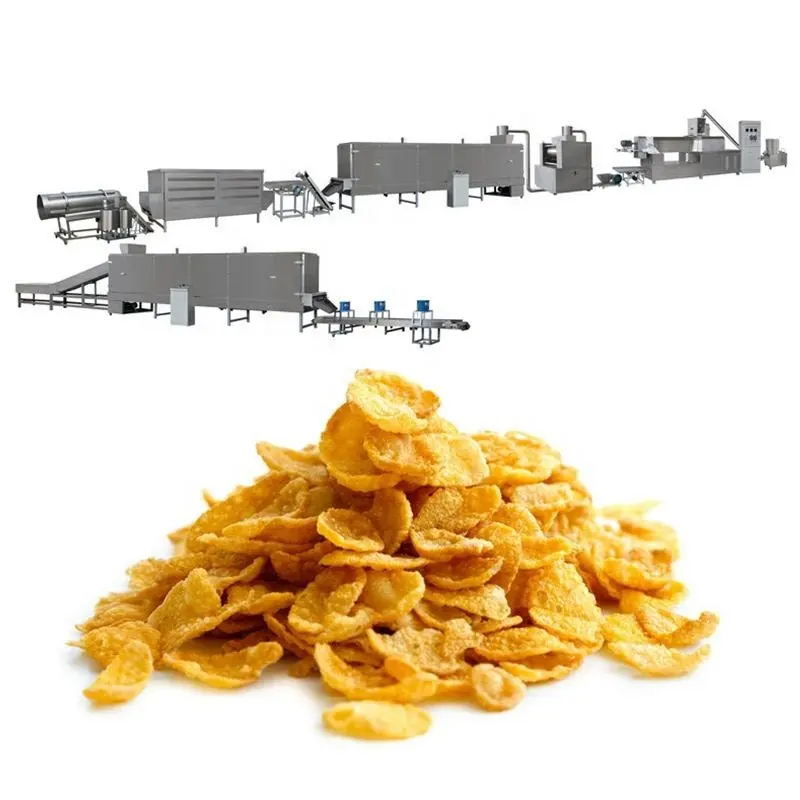 Línea de maquinaria Industrial de procesamiento de alimentos, cereales, maíz, escamas, aperitivos