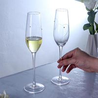 Flûte à champagne transparente avec motif cœur, verre à vin mousseux à long pied, coffret cadeau pour mariage et anniversaire