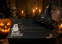 Boîte en papier tendance et écologique en matériaux recyclés avec gaufrage, sac d'Halloween pour chapeaux et produits d'Halloween