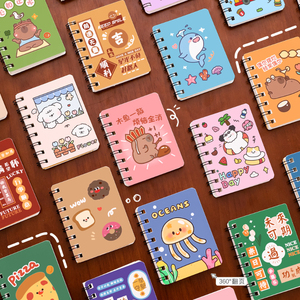 Kawaii Cartoon Dog Food Bear <strong>Blank</strong> Inside Spiral <strong>Notebooks</strong> A7 Pocket Mini Planner <strong>Notepads</strong> Cute Animal for Drawing Korean School - Product Image 1