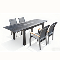 Mobilier d'extérieur de luxe Table de jardin en aluminium Table de salle à manger Ensemble de chaises Table à rallonge avec siège pour 12 personnes