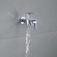 Robinet mural moderne en laiton et zinc pour extérieur, double robinet de salle de bain multifonction, un entrée deux sorties, robinet pour lave-linge, robinet à bec