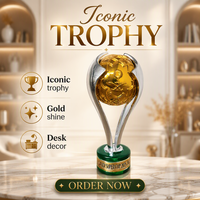 Nouveau Design Résine Artisanat Sports Médailles et Trophées Personnalisé Gravé Compétition Football Trophées
