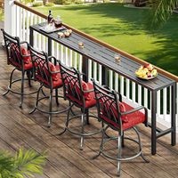 Table de bar d'extérieur moderne avec roulettes, table d'appoint de patio en métal, plateau imperméable, mobilier de jardin pour la maison