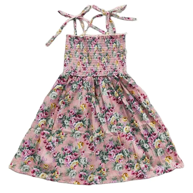 Enfants bébé filles robe à bretelles spaghetti enfant en bas âge imprimé fleuri décontracté pansement sans manches robe d'été tenue de fête 1-14 ans