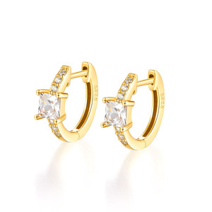 Pendientes de Aro Coloridos de Plata de Ley con Baño de Oro de 18K y Circonitas, de Moda, Tipo Huggie, para Mujer - Product Image 5