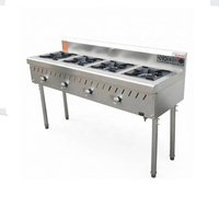 Cuisinière à gaz commerciale sur pied à 3 brûleurs en acier inoxydable pour restaurant, cuisson de soupes et de plats en pot, équipement de restauration
