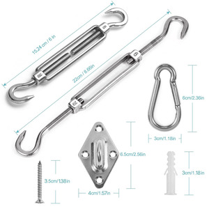 Bộ phụ kiện mái hiên chắc chắn, che nắng bằng vải dù, thép cacbon sơn tĩnh điện, bộ dụng cụ phần cứng phủ PVC, lắp đặt hình tam giác/vuông cho sân vườn - Product Image 2