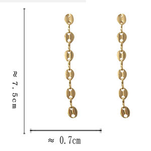 925เงินขาส่วนบุคคลหมูจมูกหัวเข็มขัดต่างหูห่วงโซ่หนึ่งต่างหูยาวหญิงต่างหูแฟชั่น - Product Image 2