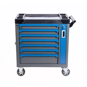 blue cheap tool storage box trolley cart with 7 drawers, ball bearing slide Blue mobile Tool Cabinet stainless steel table