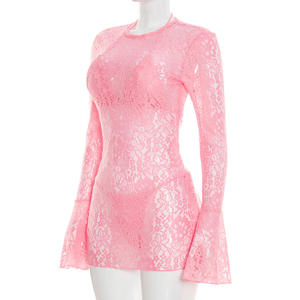 Viviblook D26ST036 Conjunto de Traje de Baño para Mujer, Bikini Triangular con Tanga, Vestido de Manga Larga con Encaje, Conjunto de Tres Piezas - Product Image 5