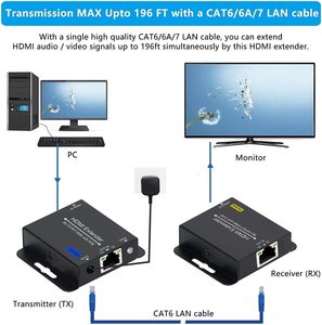 SYONG Extender HDMI su CAT5e/6 RJ45 <span class=keywords><strong>Ethernet</strong></span> da 60m, Supporto POC 1080P 3D EDID HDCP1.4 per PC TV Laptop Monitor - Product Image 4