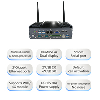 Mini PC de style nouveau Intel 3855U/i3-6100U/i5-6200U 6*RS232 DDR3 8USB 6COM Prise en charge 8K MFC-6800 Serveur industriel sans ventilateur Noir