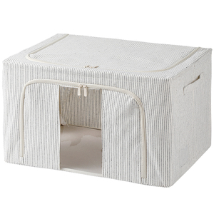 Striped clothes storage box cloth artist folding storage basket wardrobe moving artifact cotton and linen finishing box