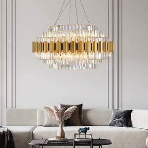 <span class=keywords><strong>Lampadario</strong></span> <span class=keywords><strong>Moderno</strong></span> in Cristallo LED di Lusso Nordico Grande in Metallo Dorato <span class=keywords><strong>Rustico</strong></span> Personalizzato per Hotel e Soggiorno - Product Image 3