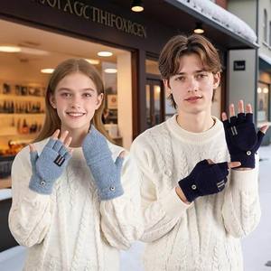 Guantes de Punto Acrílicos Personalizados con Logotipo de Fábrica, 17 Años de Experiencia, Mitones Convertibles de Invierno, Cálidos, de Medio Dedo, <span class=keywords><strong>para</strong></span> Estudiantes, Hombres y Mujeres - Product Image 1