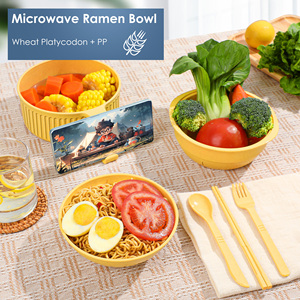 Juego de Tazones de Paja de Trigo para Sopa, Ensalada, Pasta y Repostería, Aptos para Microondas, con Palillos - Product Image 6