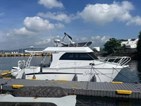 Kapal Katamaran 9 Meter 29 kaki Kapal Pesiar Kabin Aluminium Stabil Berlambung Ganda Kapal Cepat Bermesin Tempel dengan Flybridge