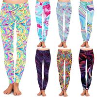Dropshipping Imprimé marbre coloré Femmes Taille haute yoga beurre doux 92% polyester 8% spandex leggings pour femmes