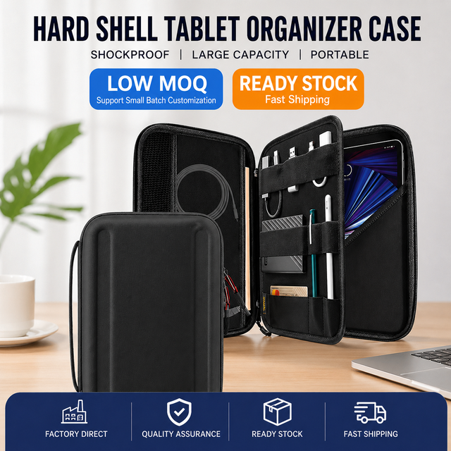 Hard Shell 11Inch 12.9Inch EVA Laptop Case Bag Portable Waterproof Double Layer Travel Electronics Cable Organizer for iPad