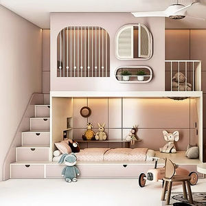 Diseño Personalización Loft Camas Wabi-Sabi y estilo antiguo Habitaciones infantiles Planificación general del espacio literas para niños, hogar Retro - Product Image 1