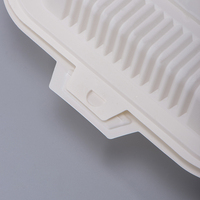 Boîte à lunch jetable en plastique pour emporter, 8x8 pouces, en amidon de maïs, avec couvercle, 37 oz (1100 ml), sans PFAS, blanche, compostable