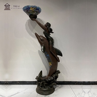 Lámpara con Escultura de Figura Femenina de Bronce de Tamaño Real TREVI |   Lámpara de Pie Clásica Estilo Diosa para Vestíbulo de Hotel y Villa