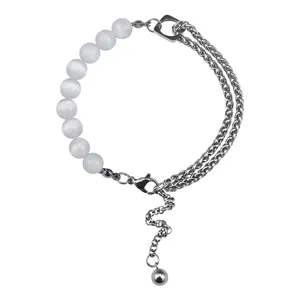 20 styles fantastiques bracelet en pierre de jade perles de pierre naturelle chaîne en acier inoxydable bracelet à breloques porte-bonheur personnalisé à vendre