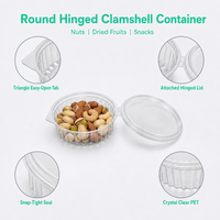 Conteneur d'emballage pour noix en plastique PET de qualité alimentaire 250g, boîte à collation ronde en plastique scellée hermétiquement