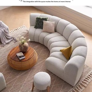 Sofá Seccional de estilo nórdico GEDO, tela de lana de cordero pequeña grande en forma de arco semicircular para el hogar - Product Image 2