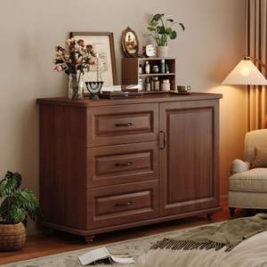 <span class=keywords><strong>Commode</strong></span> en bois massif avec tiroirs et portes, armoire de rangement moderne pour chambre à coucher, disponible en 3/4 tiroirs - Product Image 3