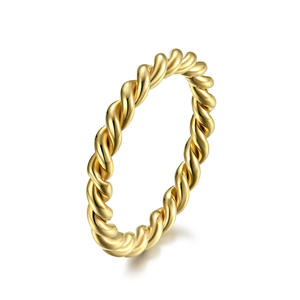 Trendy Spiral Braided Titanium Steel <b>Ring</b> Unisex Design For Index Finger Couple <b>Rings</b> Gold Color Gift Jewelry - Product Image 1