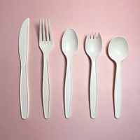 Couverts de camping biodégradables et durables en amidon de maïs, ensemble cuillère, fourchette et couteau PSM de 7 pouces
