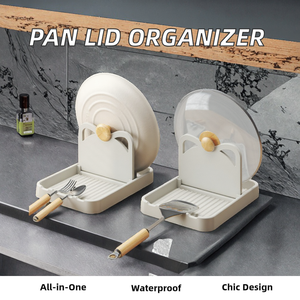 Multifunctional 1pcs Standing Type <b>Kitchen</b> Tool Pan Pot Lid Holder Stand with Cover Rack Spoon Rest Spatula Holder Shelf - Product Image 3