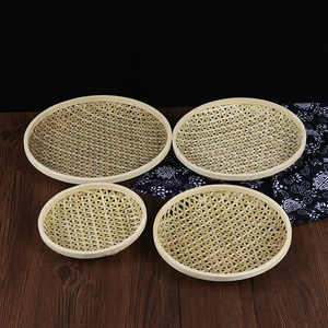 Bamboo Woven Round <b>Baskets</b> Multi Size Handmade Food Container Kitchen <b>Storage</b> <b>Basket</b> - Product Image 3