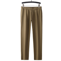 Pantalon décontracté pour homme en lyocell léger, coupe droite ample, motif arêtes de poisson, style Old Money, avec fermeture éclair mi-longue, idéal pour l'été