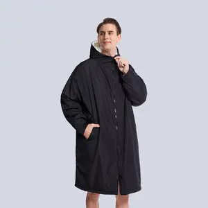 Long Sleeves Swim Park Robe Adult Custom Waterproof Swim Parka Coat Fleece Changing Waterproof Robe