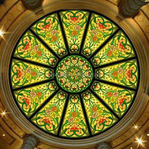 Cúpula de Iluminación para Hotel, Estilo Europeo, con Bloques de Vidrio con Diseño de Rosas, Personalizada de Fábrica, Tipo Tiffany Skyline - Product Image 4