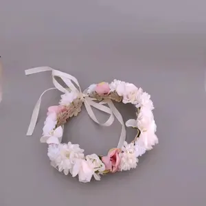 Corona della fascia del fiore della rosa della corona dei capelli floreale rosa di festa alla moda