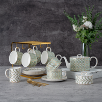 Service à café de luxe en porcelaine fine, 15 pièces, coffret cadeau personnalisé, service à thé de l'après-midi pour la table de haute qualité, vente en gros