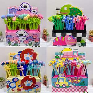 Edición limitada Cute Cartoon Animal Bus Shaker Pen New Heart Flower Gel Pen 0,5mm Ancho de escritura Material de silicona Pluma de firma - Product Image 2