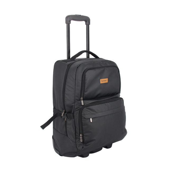 Topcooper Black Large Rolling Backpack Carry-on Luggage With Wheels for School Travel