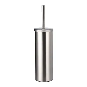 Bathroom Silver Standing Stainless Steel Toilet Brush And Holder