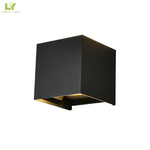 Decorazione legno cristallo moderno esterno Gu10 parete lampada a cubo olio